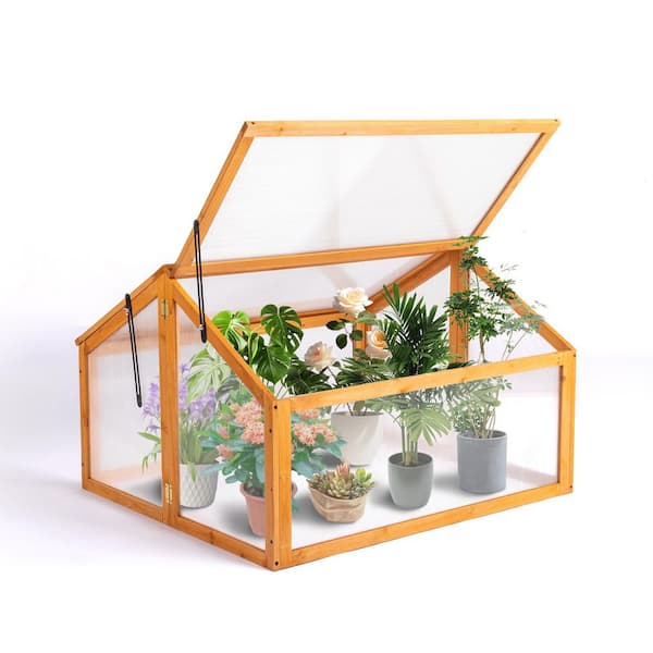 35 in. W x 30 in. D x 23 in. H Yellow Mini Greenhouse with Polycarbonate Board Outdoor Planter Box