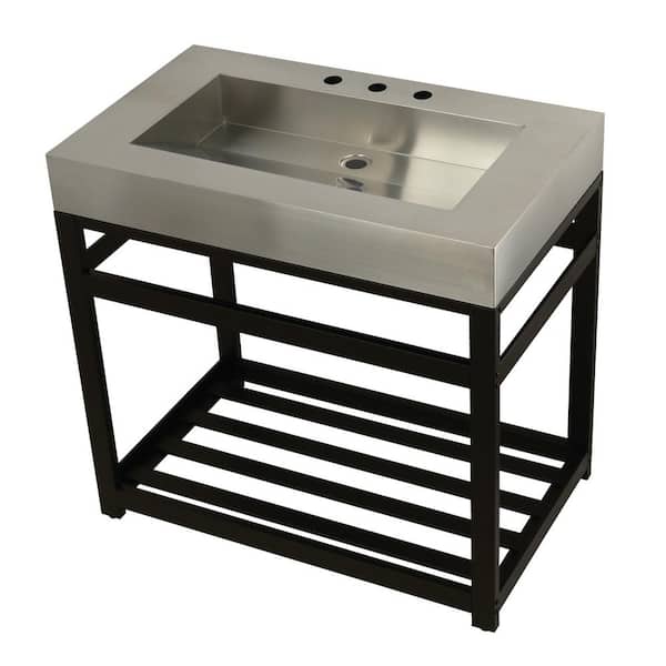 Kingston Brass 37 in. Vanity in Oil Rubbed Bronze with Stainless Steel Vanity Top