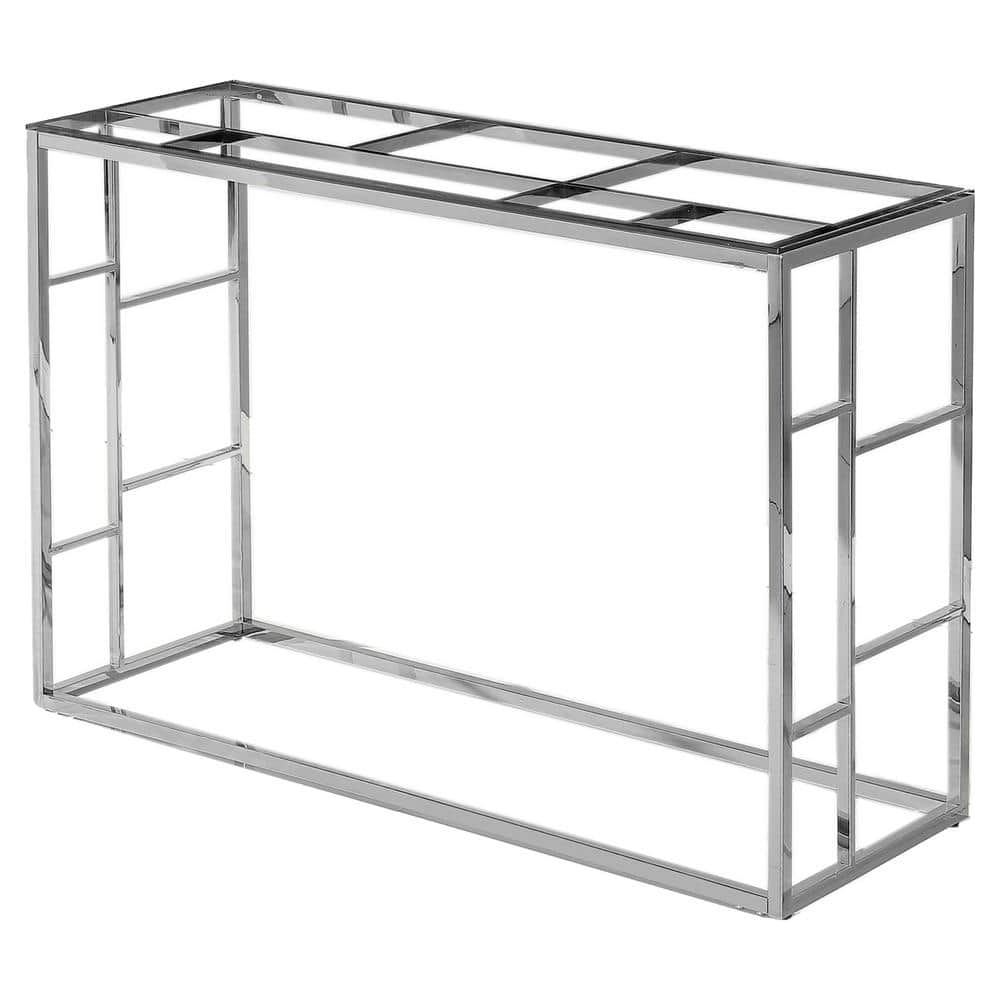 Best Master Furniture Mason 48 in. Silver Rectangle Glass Console Table