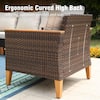 PHI VILLA 8-Piece Brown Rattan Patio Sectional Set
