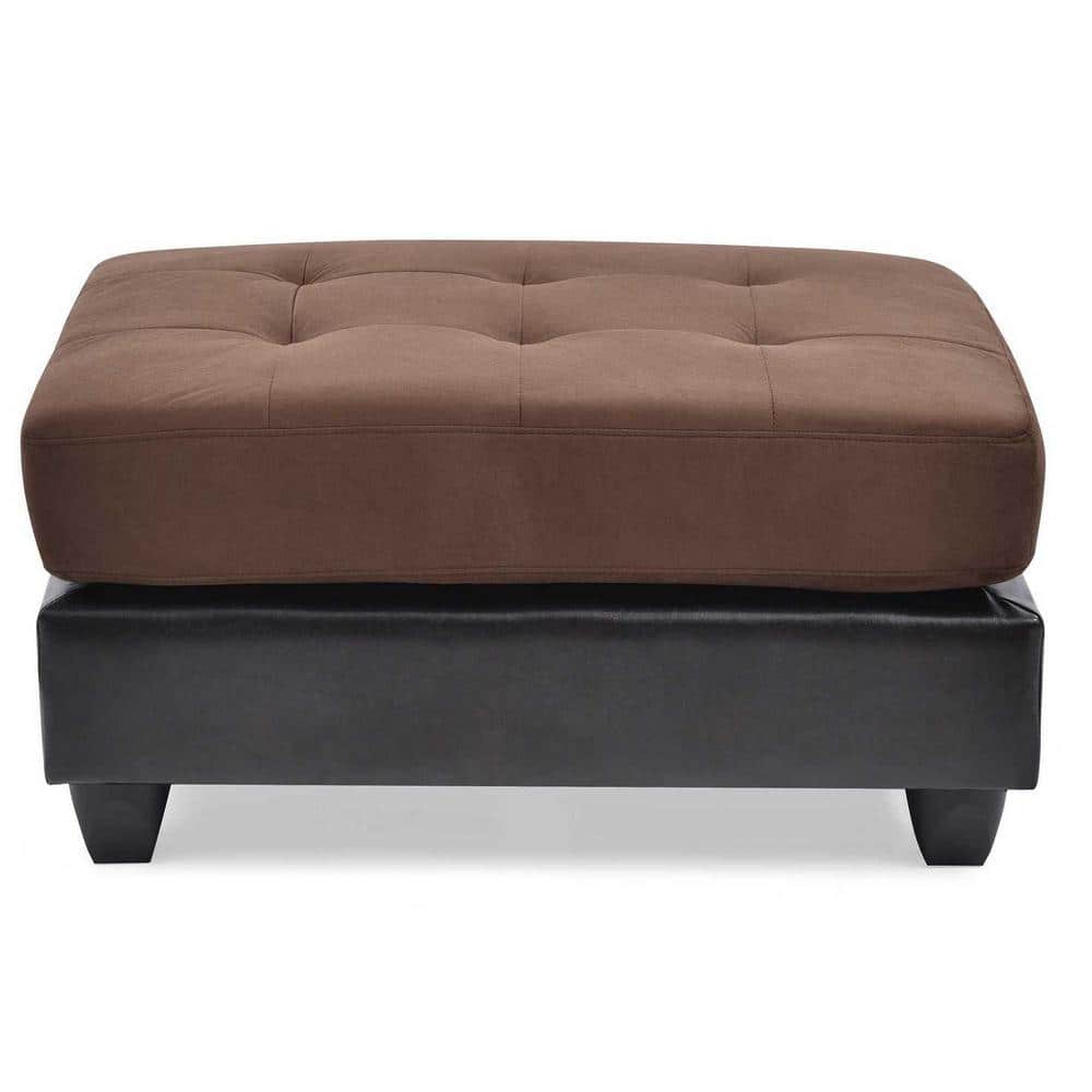 Pounder Chocolate Faux Leather Upholstered Ottoman