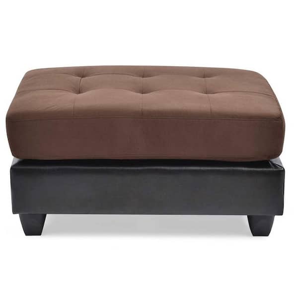 Pounder Chocolate Faux Leather Upholstered Ottoman