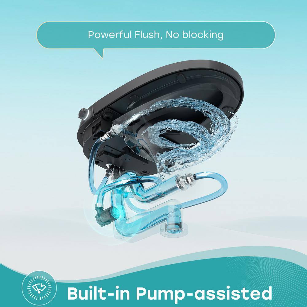 Black Vitreous China Smart Toilet with Dual Flush and Bidet