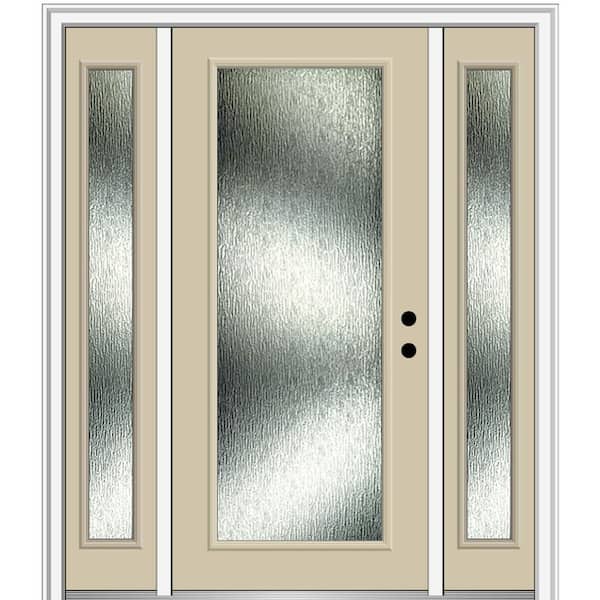 MMI Door 64 in. x 80 in. Left-Hand Inswing Rain Glass Wicker Fiberglass Prehung Front Door on 6-9/16 in. Frame
