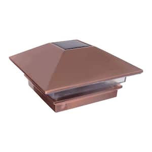 4 in. x 4 in. Plastic Copper Finish Solar Powered Square Post Cap (4-Pack)