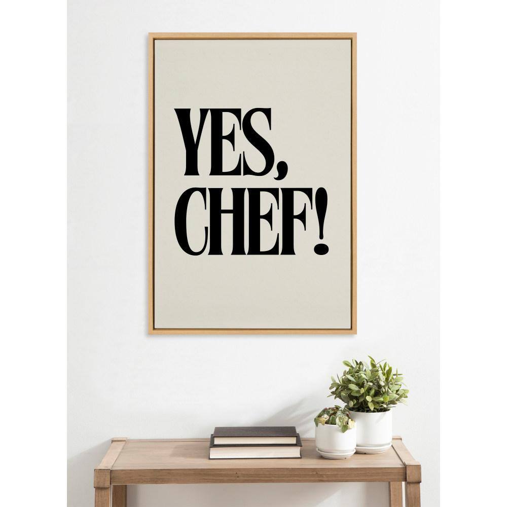 Natural Framed Canvas Print with Bold Black Text, 23x33