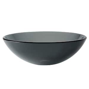 Single-Tone Clear Black Glass Round Vessel Sink