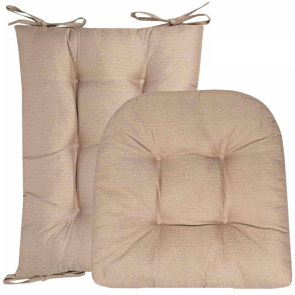 Tufted Pads Taupe Rocking Chair Cushion Chair Pad (Set of 2)