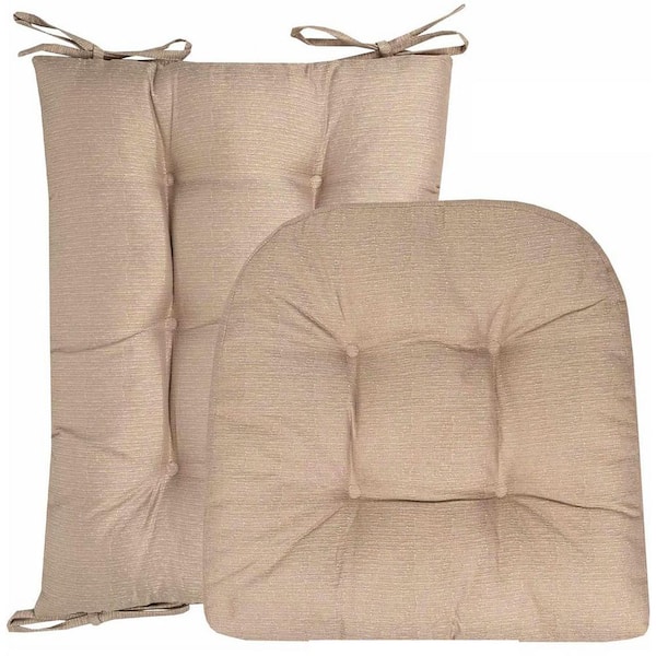 Unbranded Tufted Pads Taupe Rocking Chair Cushion Chair Pad (Set of 2)
