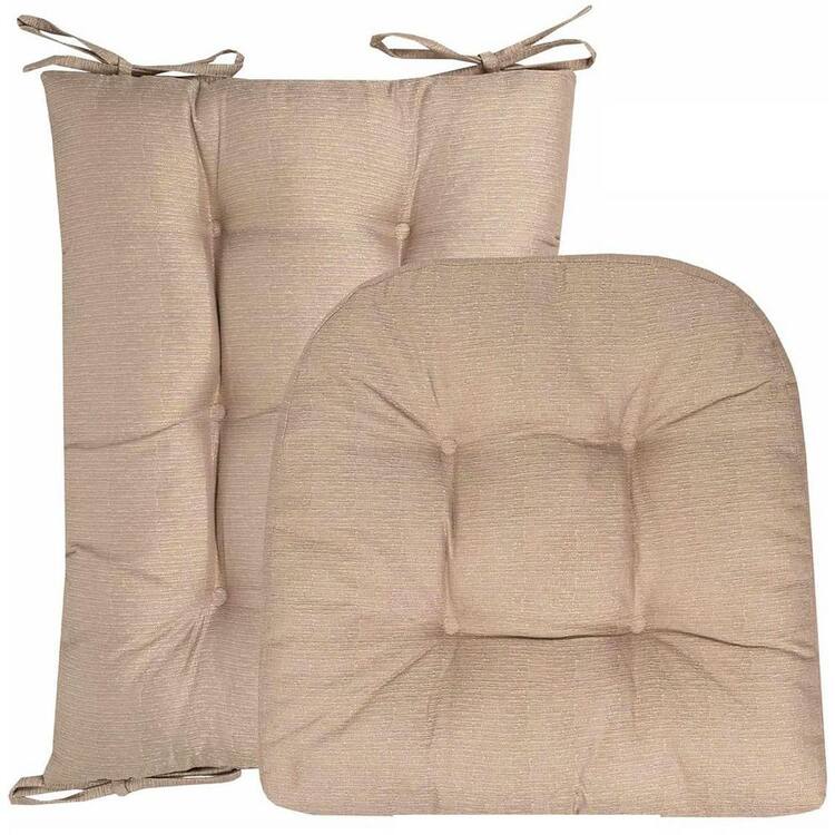 Tufted Pads Taupe Rocking Chair Cushion Chair Pad (Set of 2)