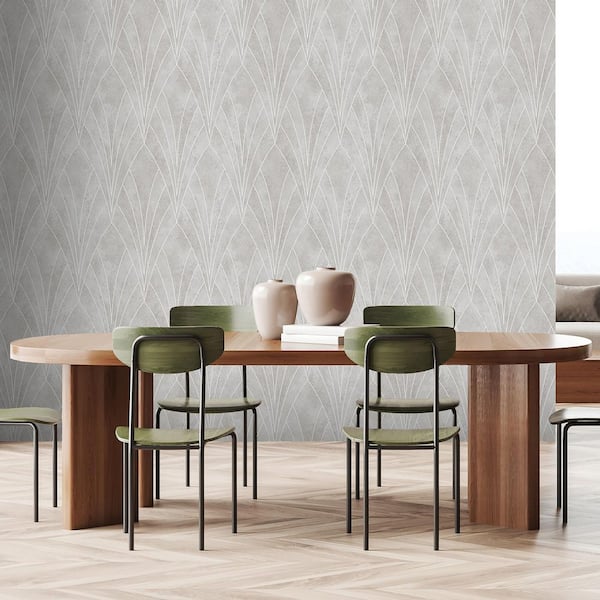 Art Deco Fan Grey Texture Ground Wallpaper Sample