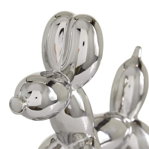 Litton Lane Silver Ceramic Balloon Dog Sculpture (Set of 2) 22433