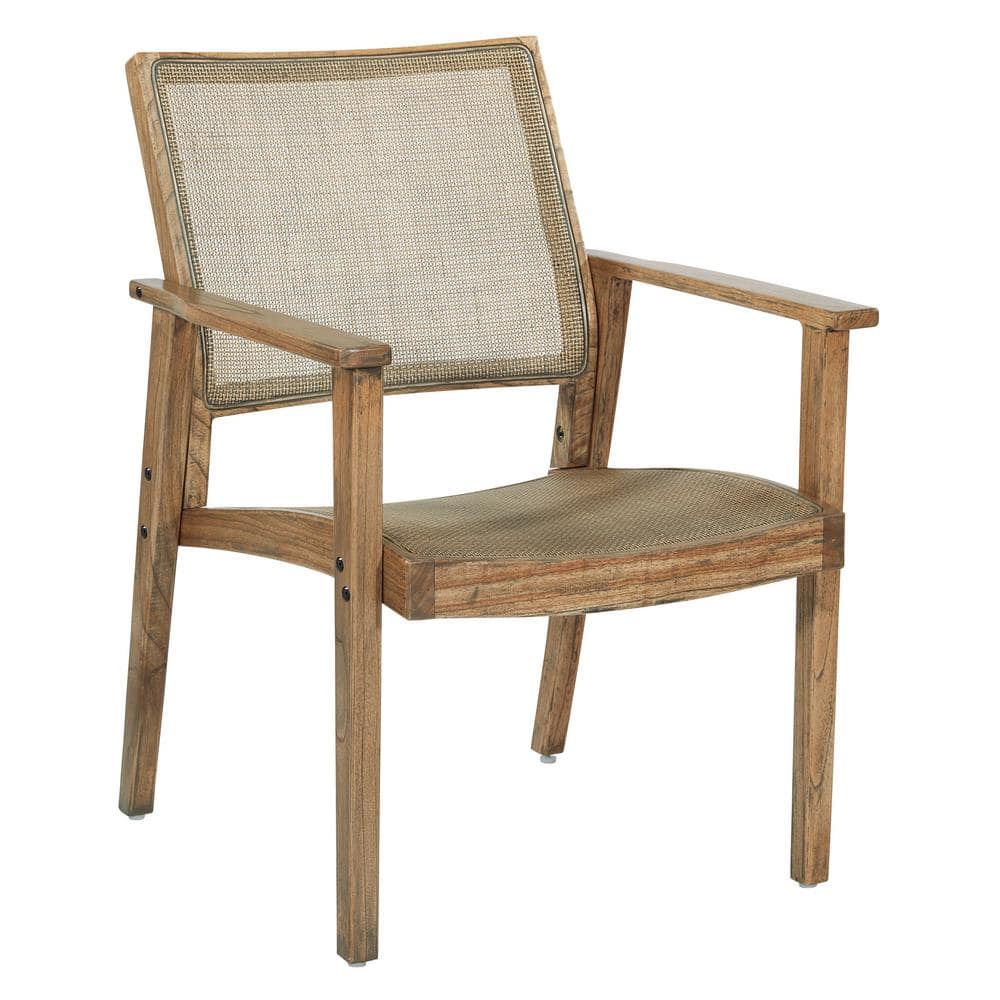 Rustic Natural Wood and Woven Cane Accent Chair