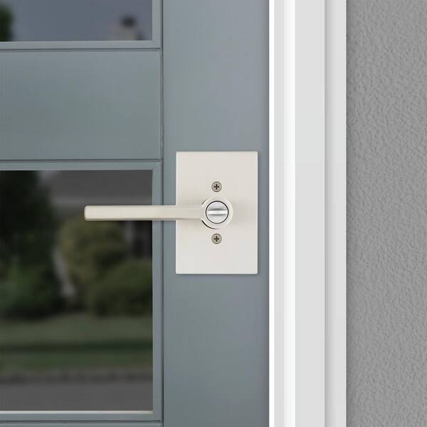 Kwikset Halifax Square Satin Nickel Keyed Entry Door Lever