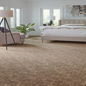 Posh Patterns Gilded Beige 37 oz. Polyester Pattern Installed Carpet