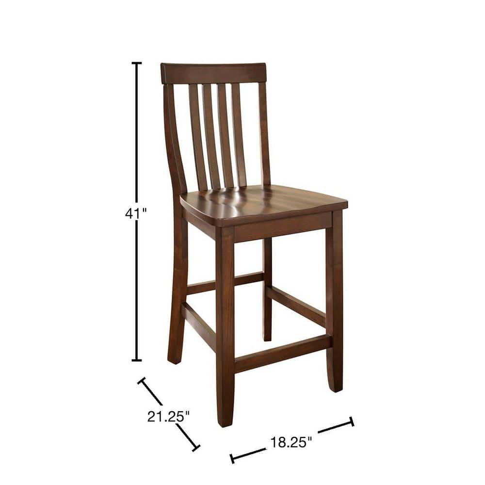 Vintage Mahogany Schoolhouse 24" Counter Stools - Set of 2