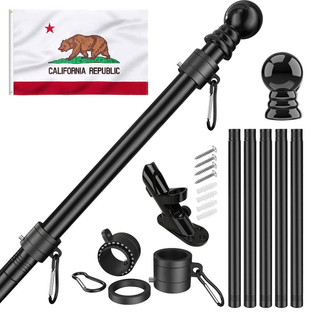 FlagStars 3 ft. x 5 ft. Polyester California Flag 2-Sided House Flag with 6 ft. Flagpole Kit - Black price history on PriceWatchPro