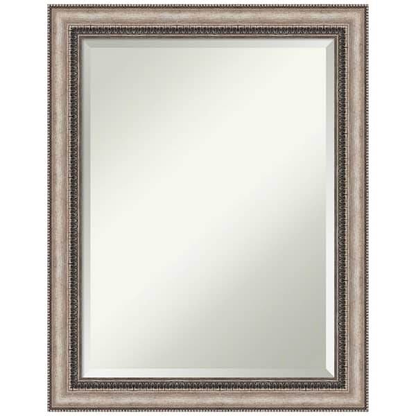 Amanti Art Lyla 22.25 in. x 28.25 in. Modern Silver Rectangle Framed Ornate Silver Bathroom Vanity Mirror