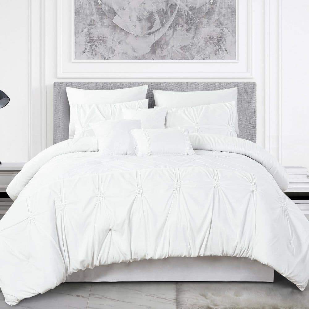 California King White Microfiber 7-Piece Comforter Set