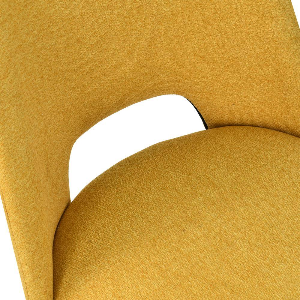 Yellow Upholstered Side Chair with Cutout Back and Black Legs
