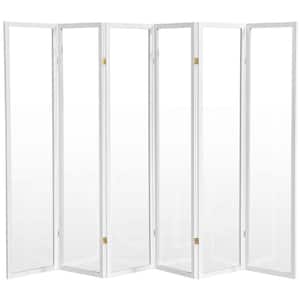 6 ft. Tall Clear Plastic Partition White 6 Panel
