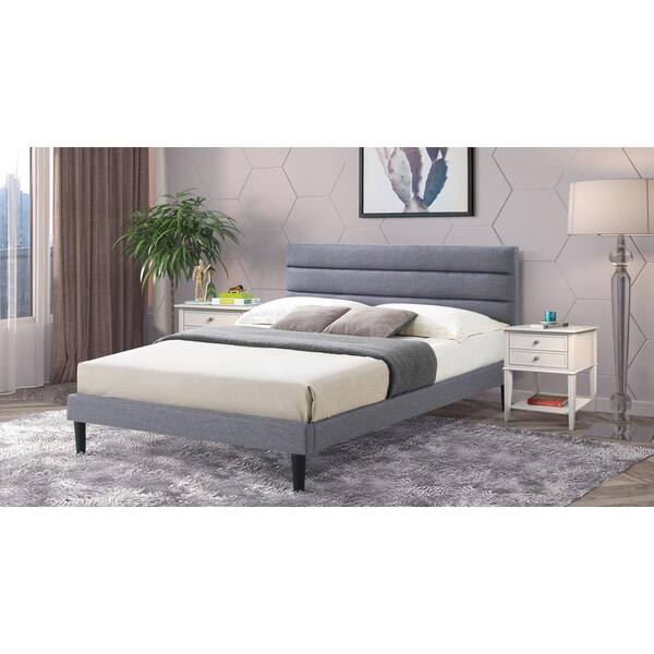 Luxeo Brisbane Gray Fabric King Size, King Size Upholstered Platform Bed Frame