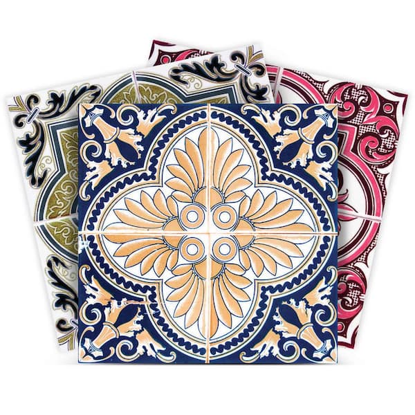 MI ALMA Pink, Green, Yellow and Pink H301 7 in. x 7 in. Vinyl Peel and Stick Tile (24-Tiles, 8.17 sq. ft. / Pack)