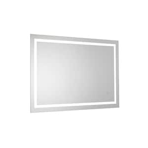 Claremore 24 in. W x 36 in. H Rectangular Frameless Silver Mild Steel Wall Mount LED Bathroom Vanity Mirror