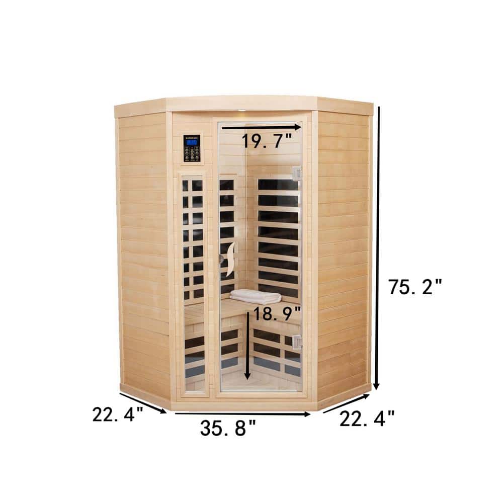 2-Person Outdoor Hemlock Sauna Far Infrared Sauna 7 Low EMF Heaters, Wooden