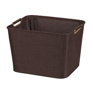15.75 in. x 13 in. Coffee Linen Medium Tapered Bin with Handles
