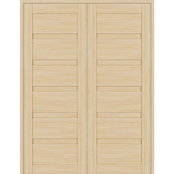 Belldinni Louver 60 in. x 79.375 in. Both Active Loire Ash Wood Composite Double Prehung Interior Door