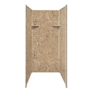 Studio 36 in. W x 72 in. H x 36 in. D 3-Piece Glue Up Alcove Shower Wall Surrounds in Sand Mountain