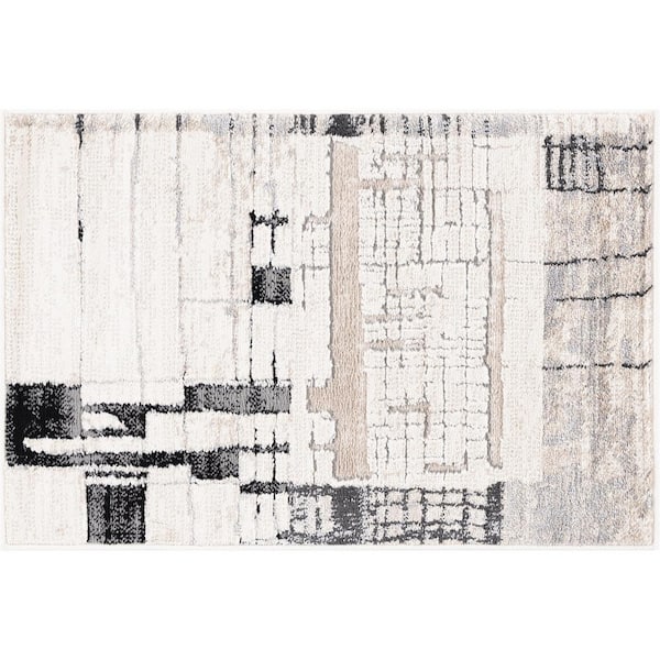 Tayse Rugs Alpha Beige 2 ft. x 3 ft. Abstract Indoor Area Rug
