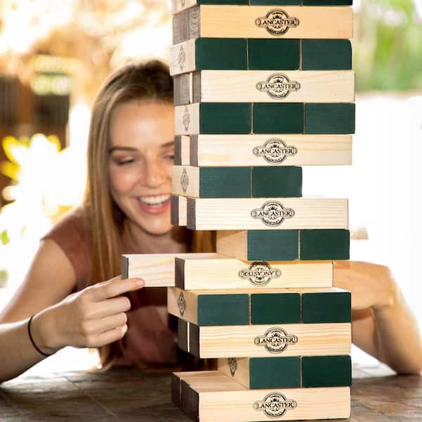 LANCASTER · GAMING COMPANY Giant Wooden Tower Outdoor Game, Black and Pine LG100Y19030 - The Depot