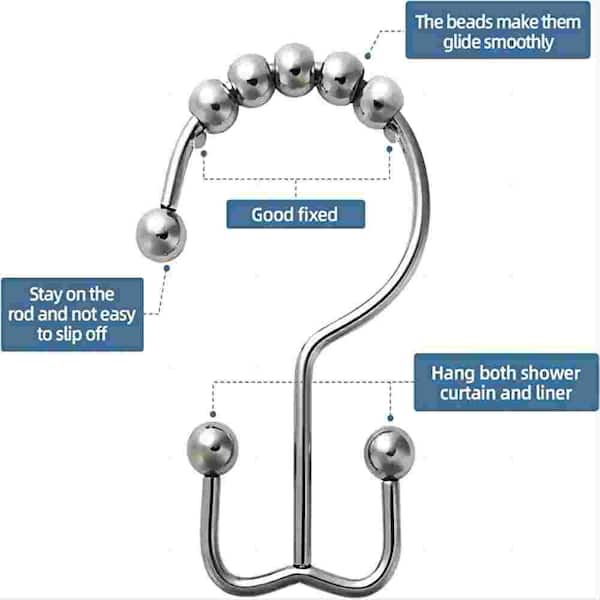 Dyiom Shower curtain hooks, Metal, slide shower curtain hook rings, Shower Curtain Rings/Hooksin, in nickel