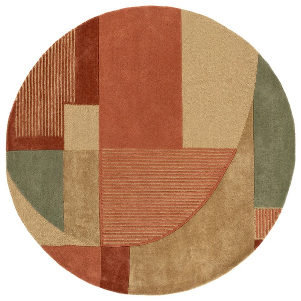 Fifth Avenue 6 ft. x 6 ft. Round Green/Pink Modern Geometric Area Rug