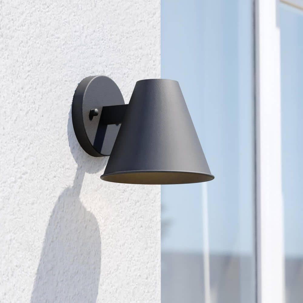 Smith 1-Light Textured Black Metal Cone Outdoor Wall Lantern Sconce price history on PriceWatchPro