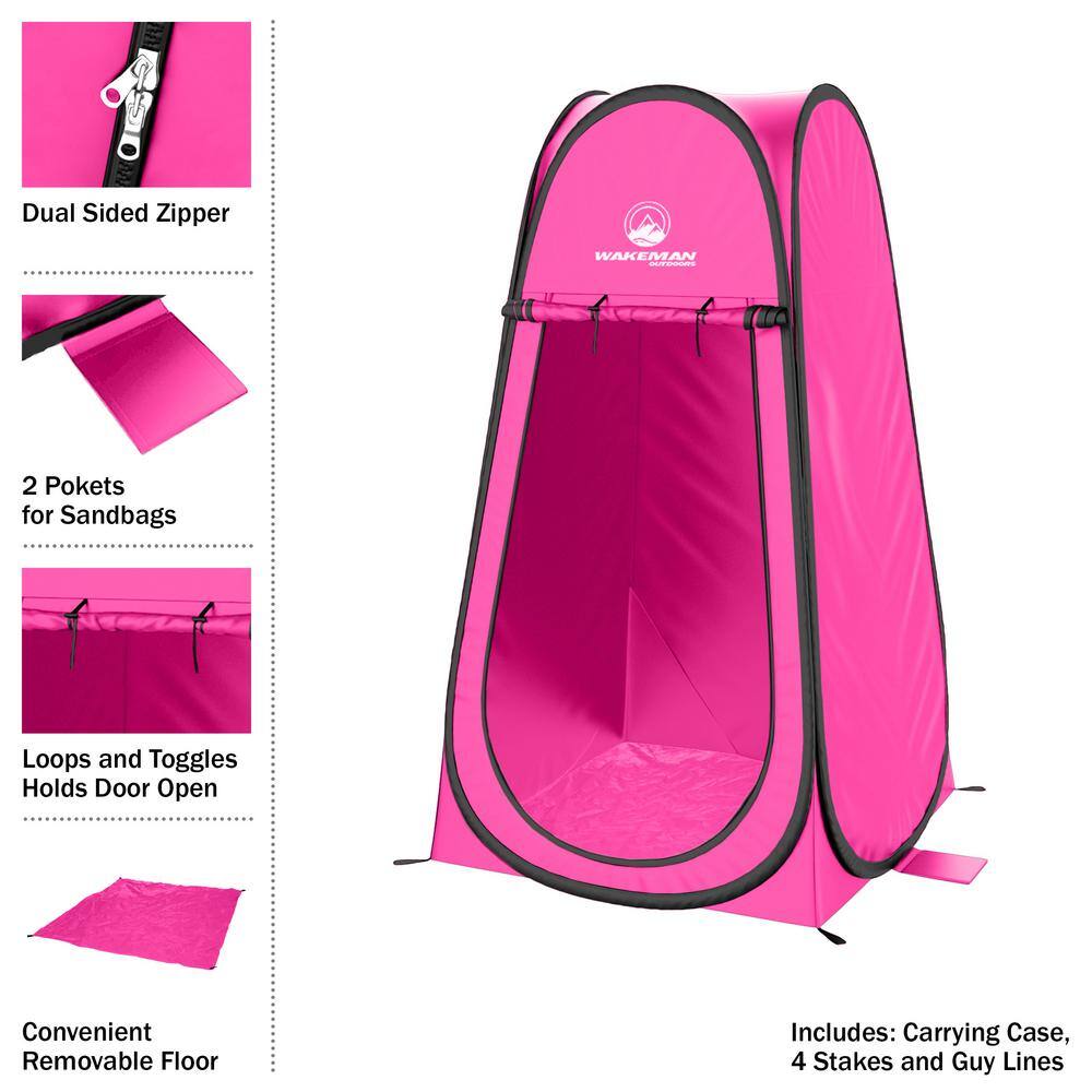 Pink Polyester Pop Up Privacy Tent with Carry Bag