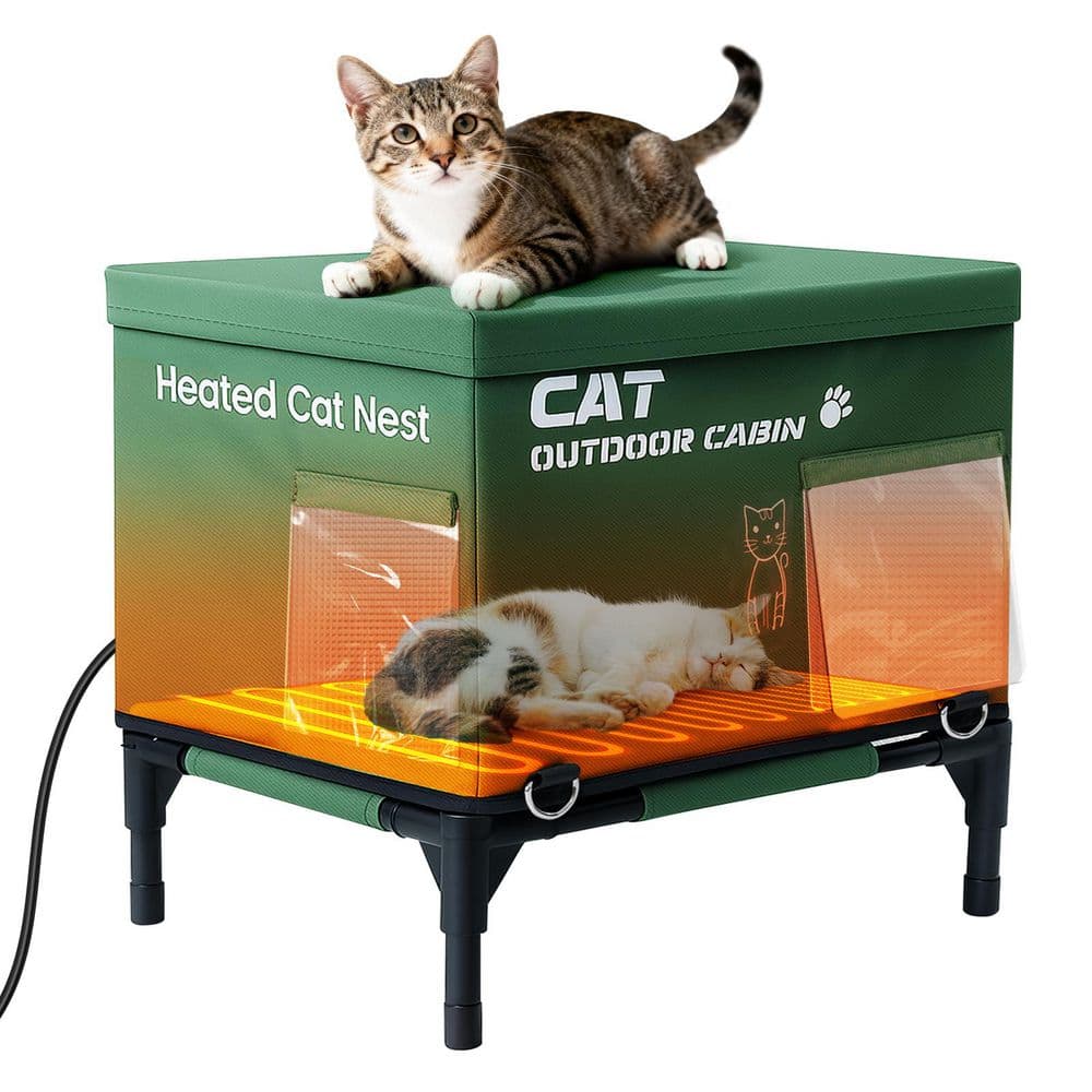 Heated Outdoor Cat House Weatherproof for Winter - Extra Large Heated Cat  House for Outside, Elevated Bed, Escape Door, Fully Insulated Feral Cat  Shelter for Multiple Cats Small Dogs, Easy Assembly -, image size:1000x1000