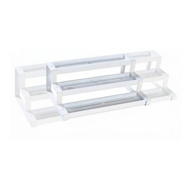 3-Tier White Expandable Free Standing Spice Rack Organizer Metal Shelf for Cabinet Pantry Wall Mount Use
