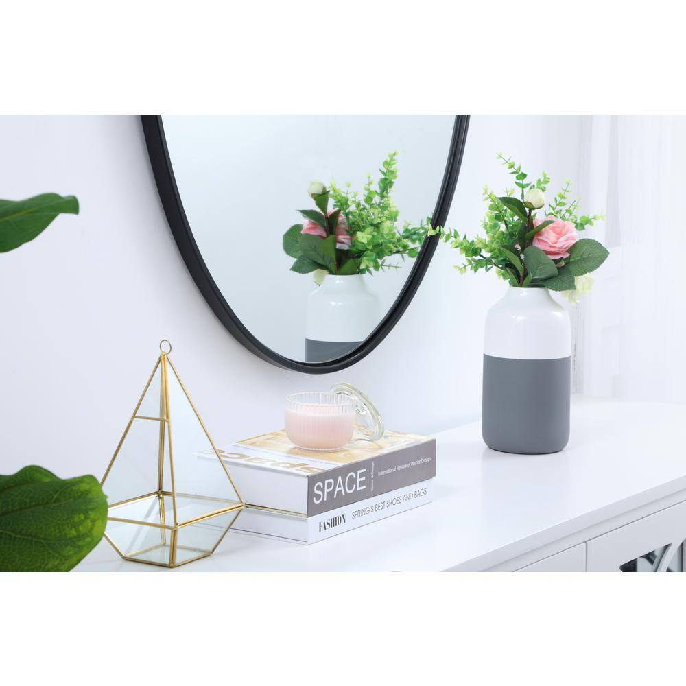 40-Inch Black Oval Metal Frame Mirror