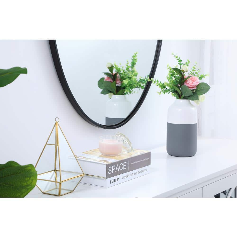 40-Inch Black Oval Metal Frame Mirror
