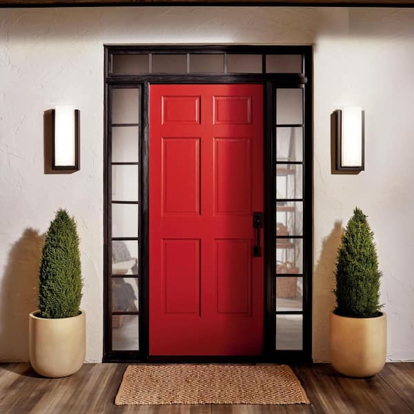 Dahlia 19 in. Single 2-Light Architectural Bronze Outdoor Hardwired Wall Lantern Sconce with Integrated LED (1-Pack)