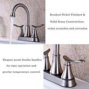 4 in.Centerset 2-Handle Bathroom Faucet, Bathroom Vanity Sink Faucets with Pop-up Drain and Supply Hoses Brushed Nickel