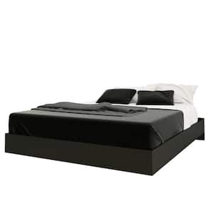Solari Brown and Black Wood Frame Queen Size Platform Bed with Headboard
