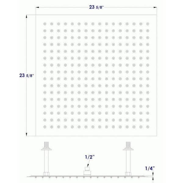 24-Inch Brushed Stainless Steel Ultra Thin Square Rain Shower Head