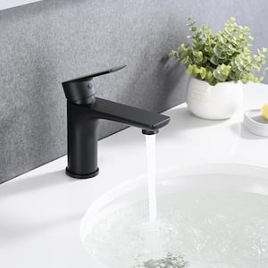 Spot Resistant Single Handle Single Hole Bathroom Faucet in Matte Black