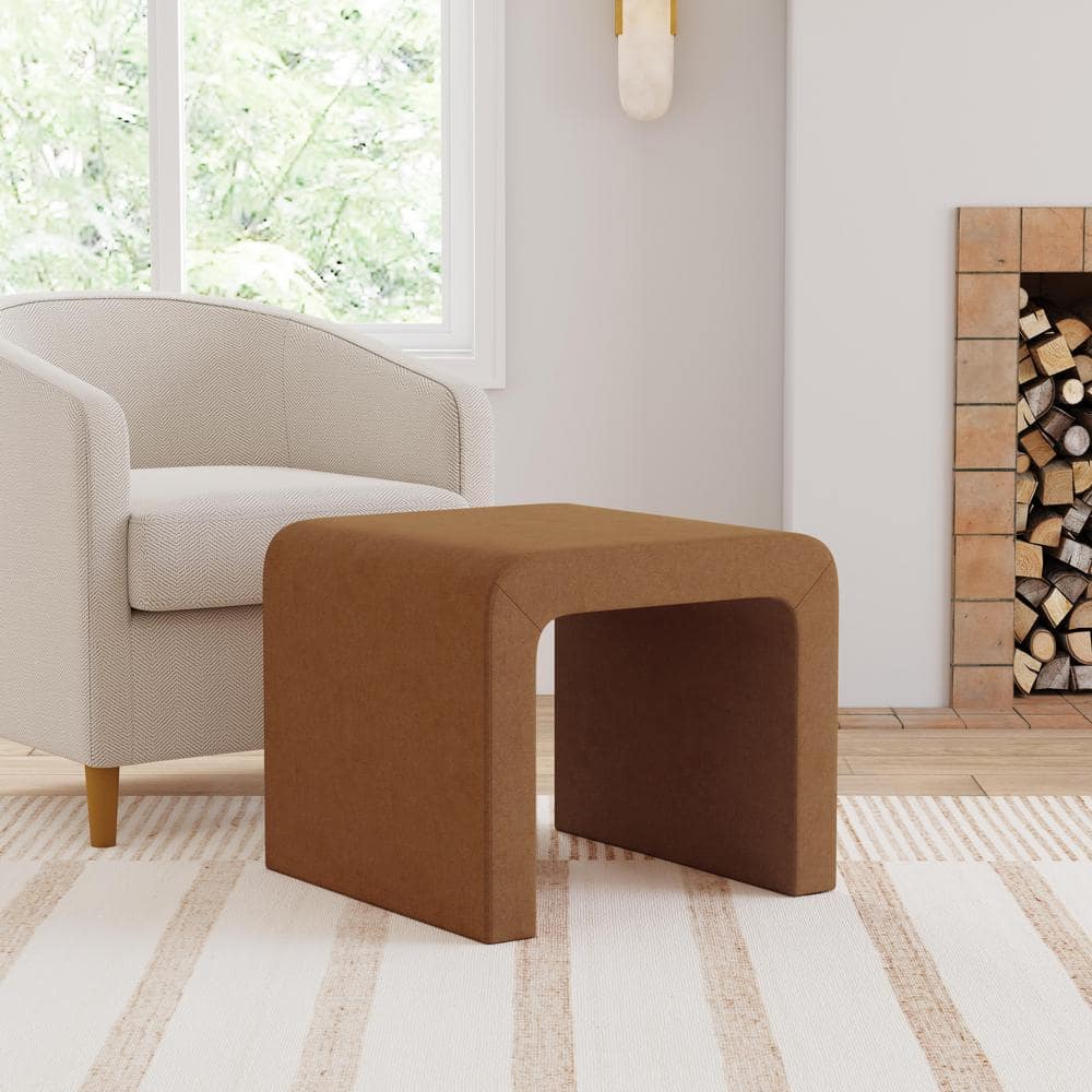 Rust Velvet Arch Ottoman with Cushioned Top