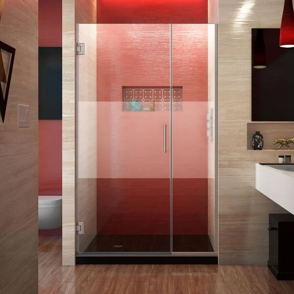 DreamLine Unidoor Plus 40-1/2 to 41 in. x 72 in. Frameless Hinged Shower Door in Brushed Nickel