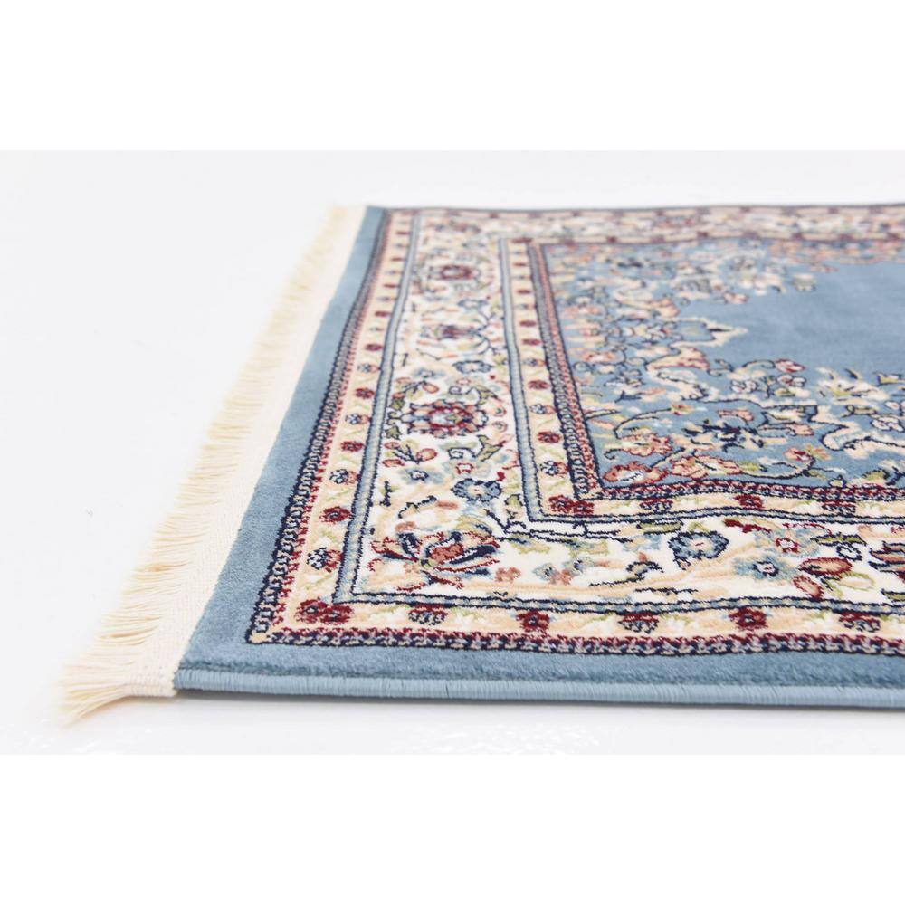 Blue Synthetic Stain-Resistant Persian Runner Rug